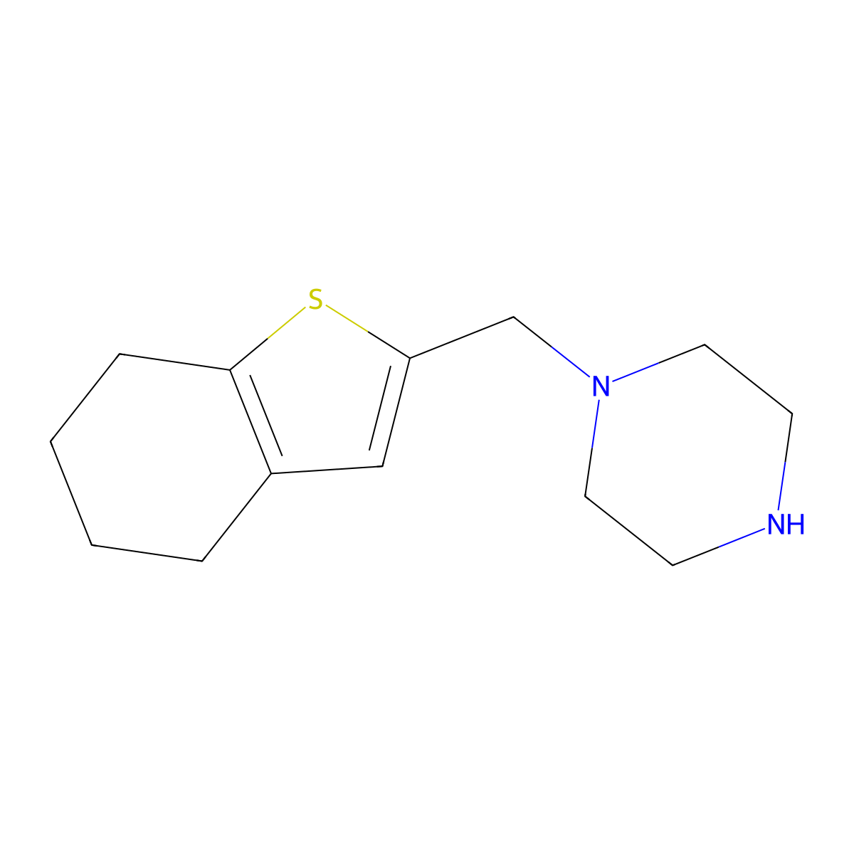 1-(4,5,6,7-Tetrahydro-1-benzothiophen-2-ylmethyl)piperazine molecular structure, CAS 1250557-86-8