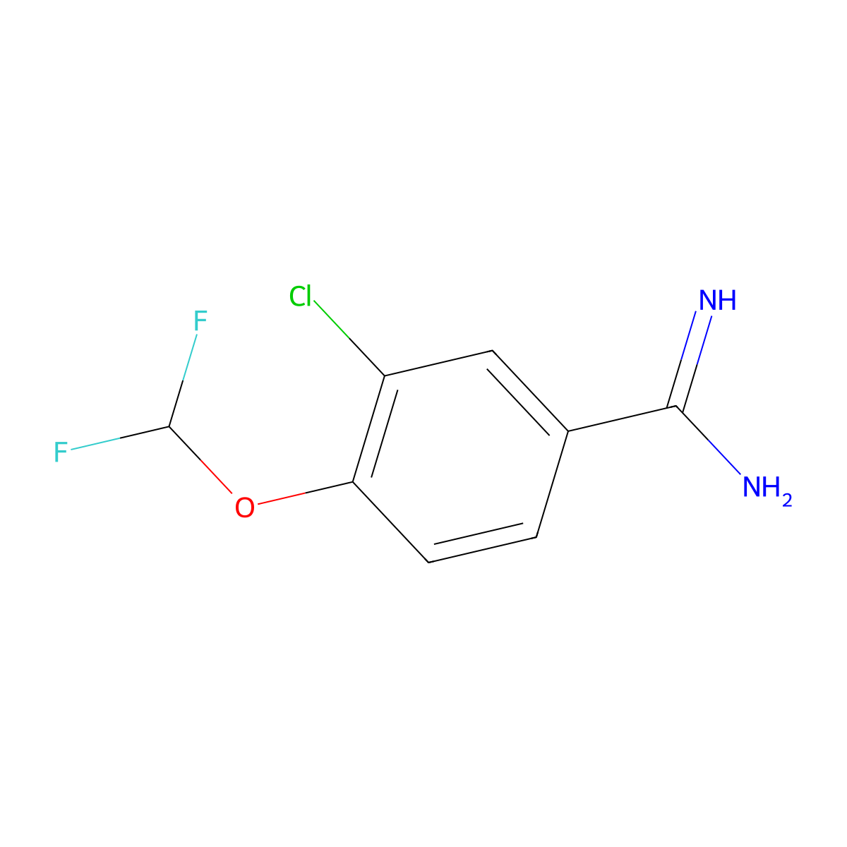 3-Chloro-4-(difluoromethoxy)benzene-1-carboximidamide molecular structure, CAS 1250558-67-8