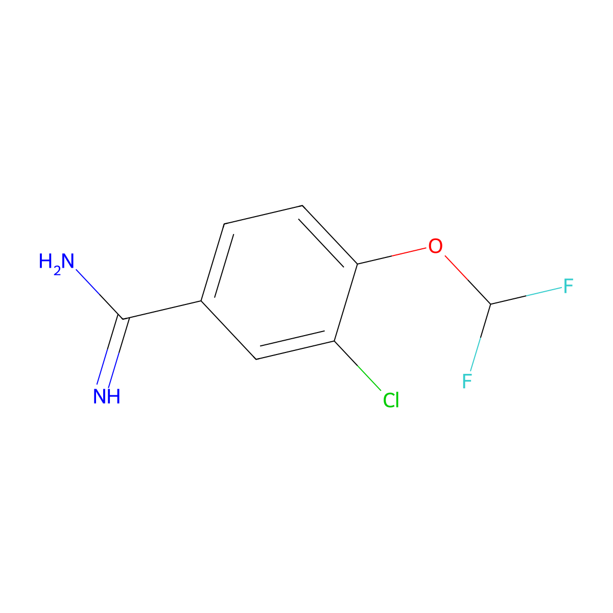 3-Chloro-4-(difluoromethoxy)benzene-1-carboximidamide molecular structure, CAS 1250558-67-8