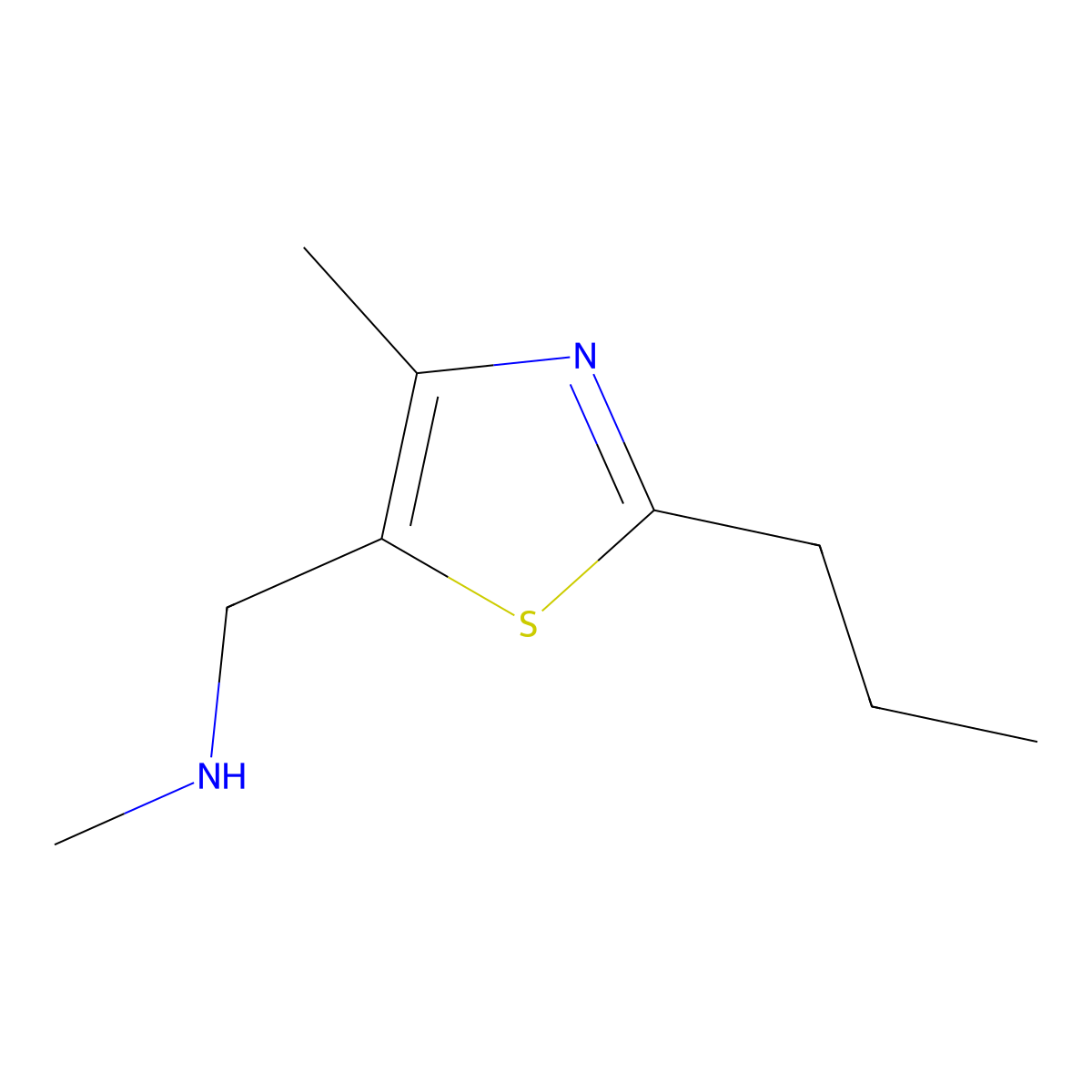 Methyl((4-methyl-2-propyl-1,3-thiazol-5-yl)methyl)amine molecular structure, CAS 1250562-06-1