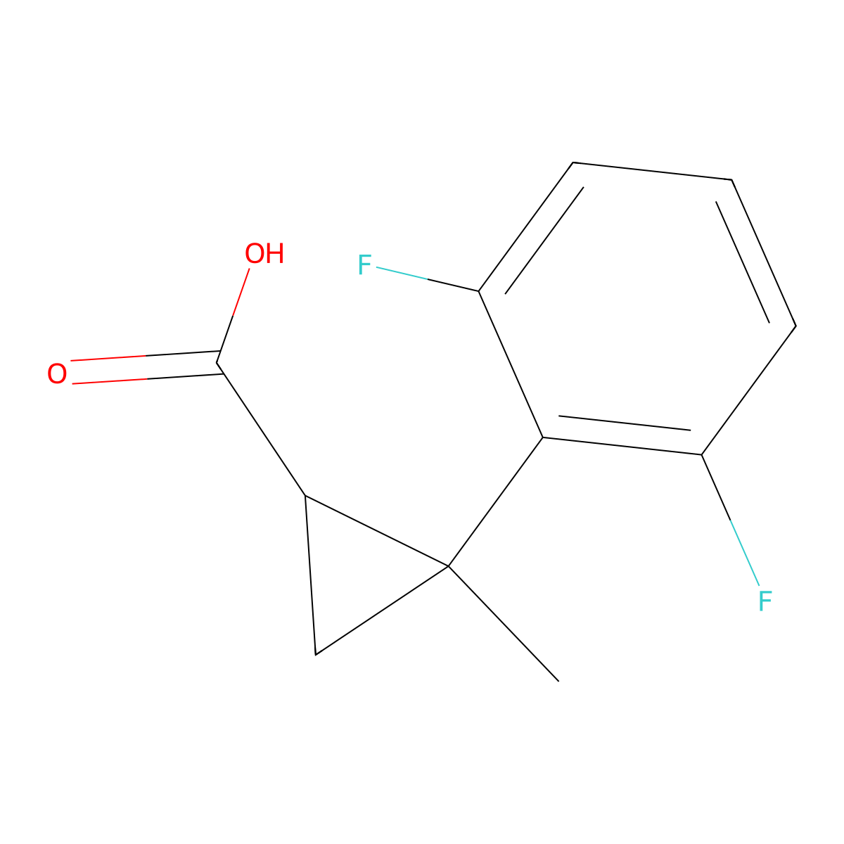 2-(2,6-Difluorophenyl)-2-methylcyclopropane-1-carboxylic acid molecular structure, CAS 1250566-64-3