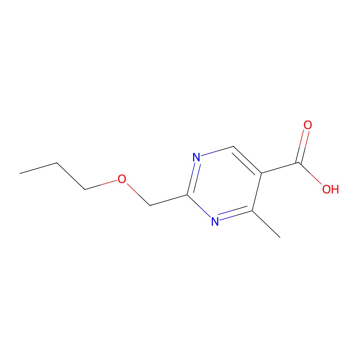 4-Methyl-2-(propoxymethyl)pyrimidine-5-carboxylic acid molecular structure, CAS 1250569-39-1