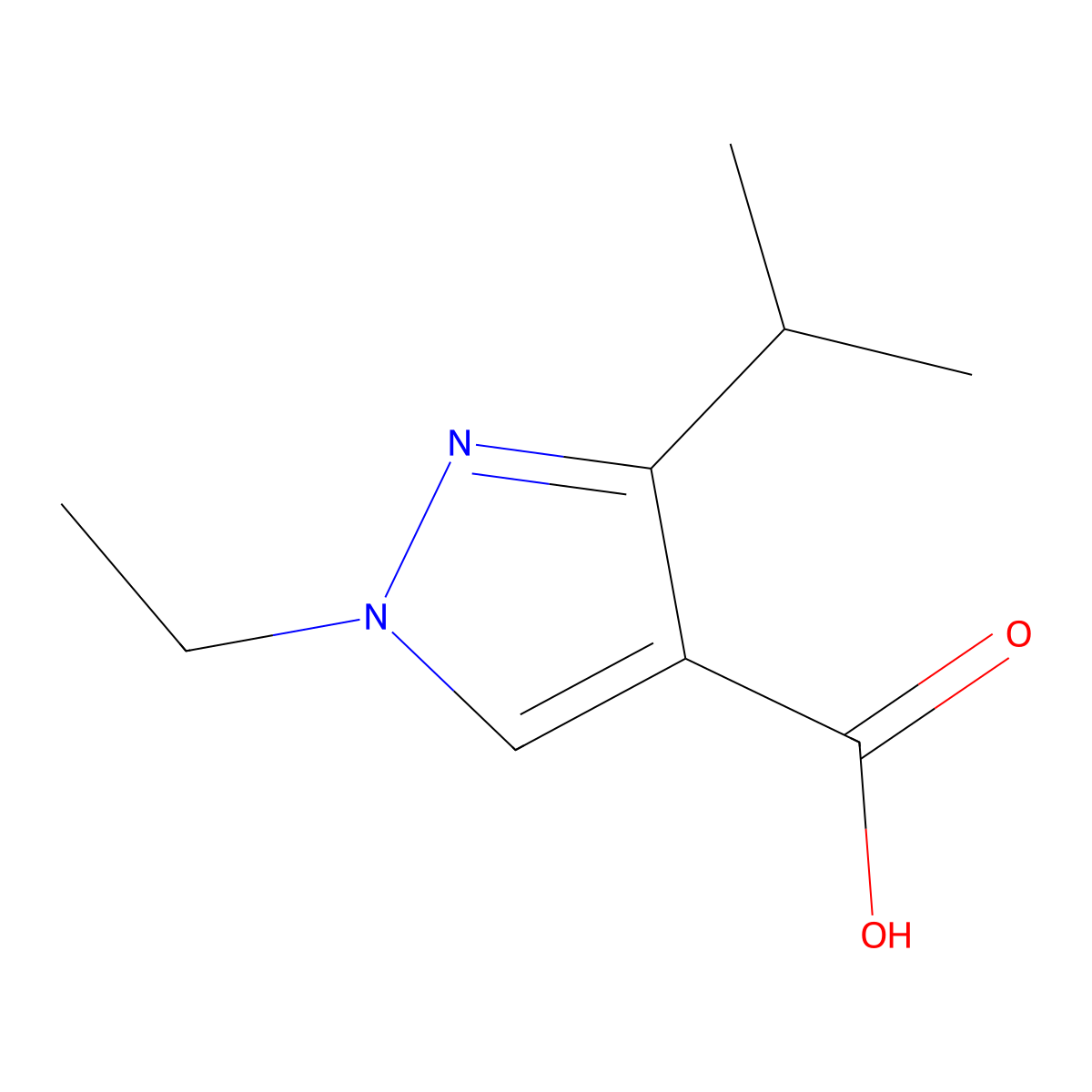 1-Ethyl-3-isopropyl-1H-pyrazole-4-carboxylic acid molecular structure, CAS 1250570-10-5