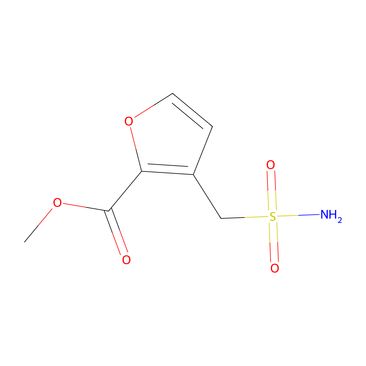 Methyl 3-(sulfamoylmethyl)furan-2-carboxylate molecular structure, CAS 1250571-02-8