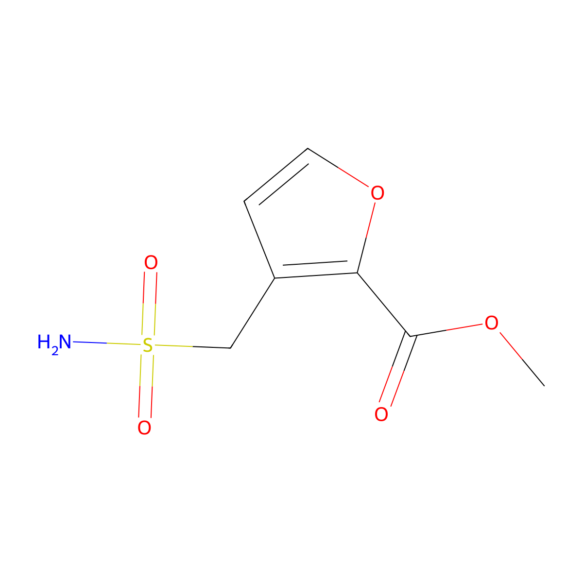 Methyl 3-(sulfamoylmethyl)furan-2-carboxylate molecular structure, CAS 1250571-02-8