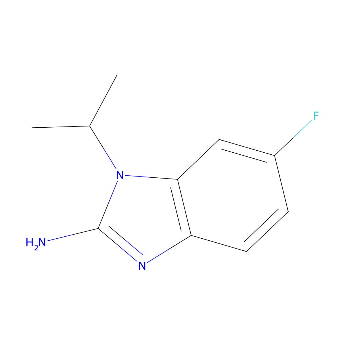 6-fluoro-1-(propan-2-yl)-1H-1,3-benzodiazol-2-amine molecular structure, CAS 1250572-20-3