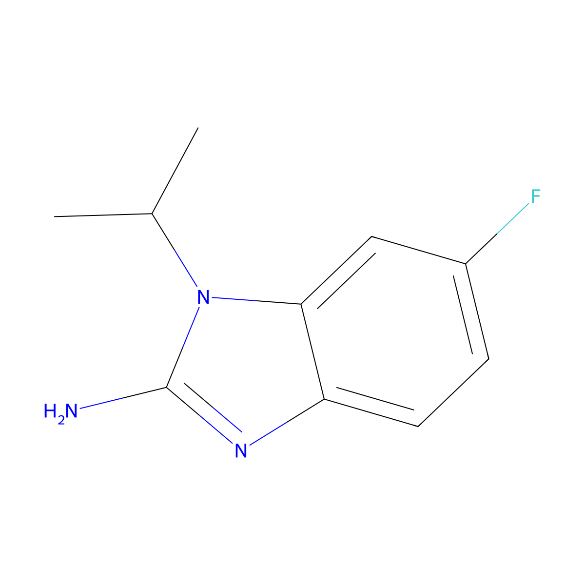 6-fluoro-1-(propan-2-yl)-1H-1,3-benzodiazol-2-amine molecular structure, CAS 1250572-20-3