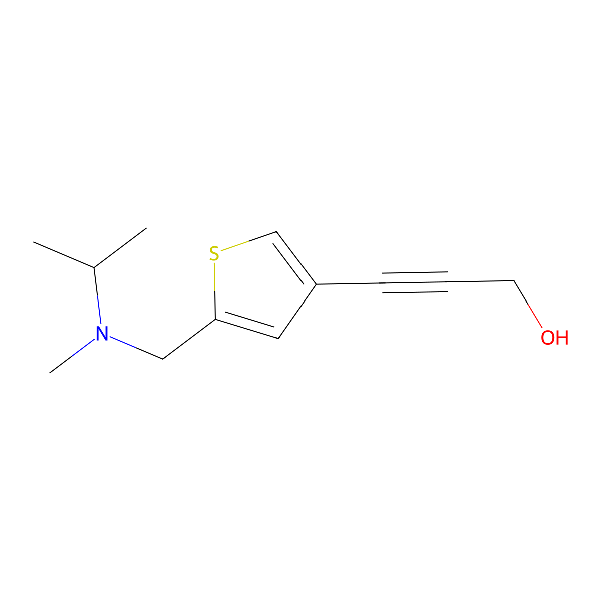 3-(5-((Isopropyl(methyl)amino)methyl)thiophen-3-yl)prop-2-yn-1-ol molecular structure, CAS 1250576-90-9
