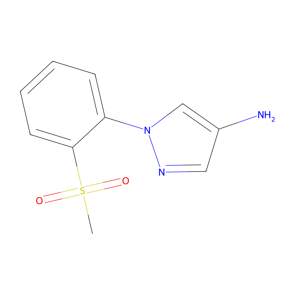 1-(2-methanesulfonylphenyl)-1H-pyrazol-4-amine molecular structure, CAS 1250582-48-9