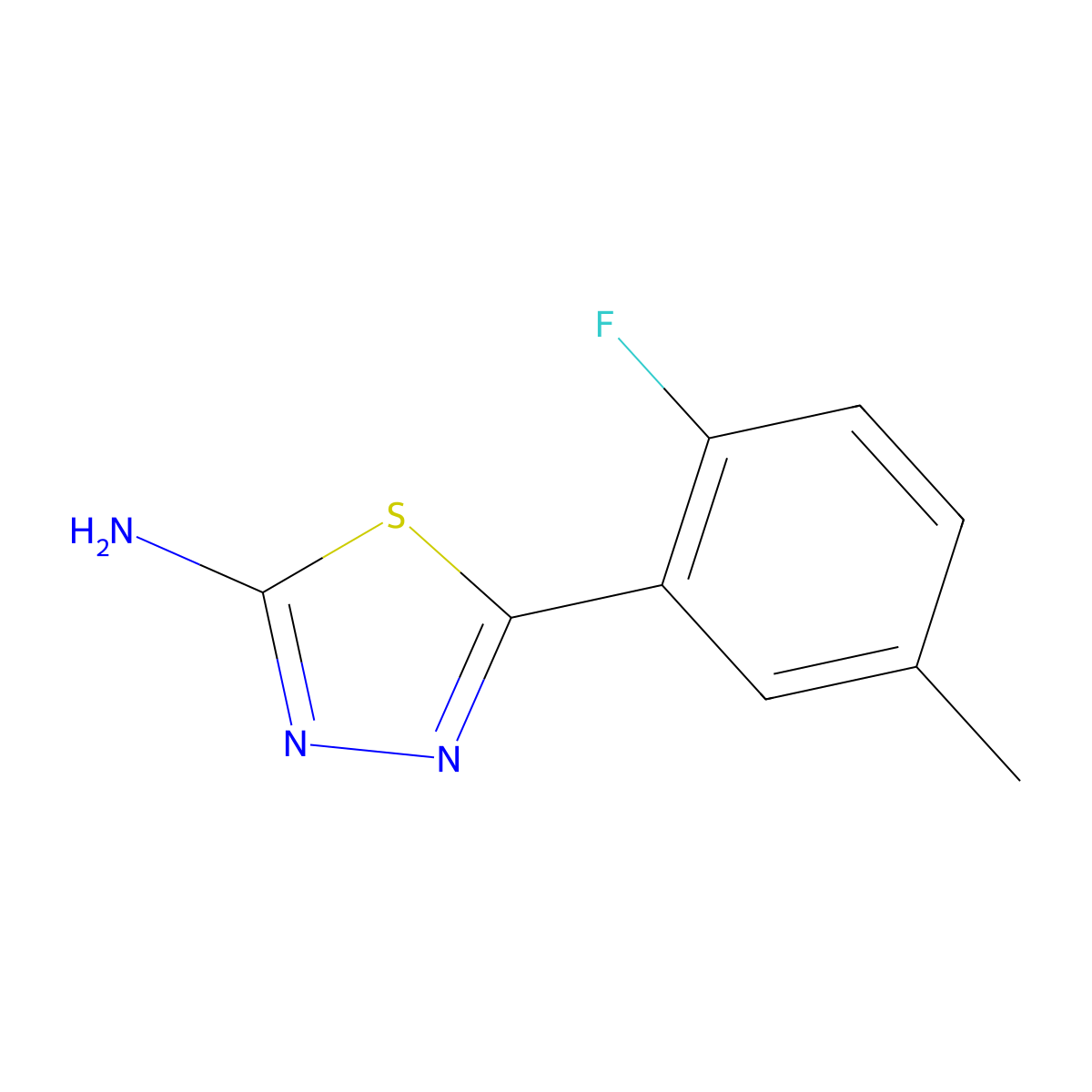 5-(2-Fluoro-5-methylphenyl)-1,3,4-thiadiazol-2-amine molecular structure, CAS 1250585-42-2