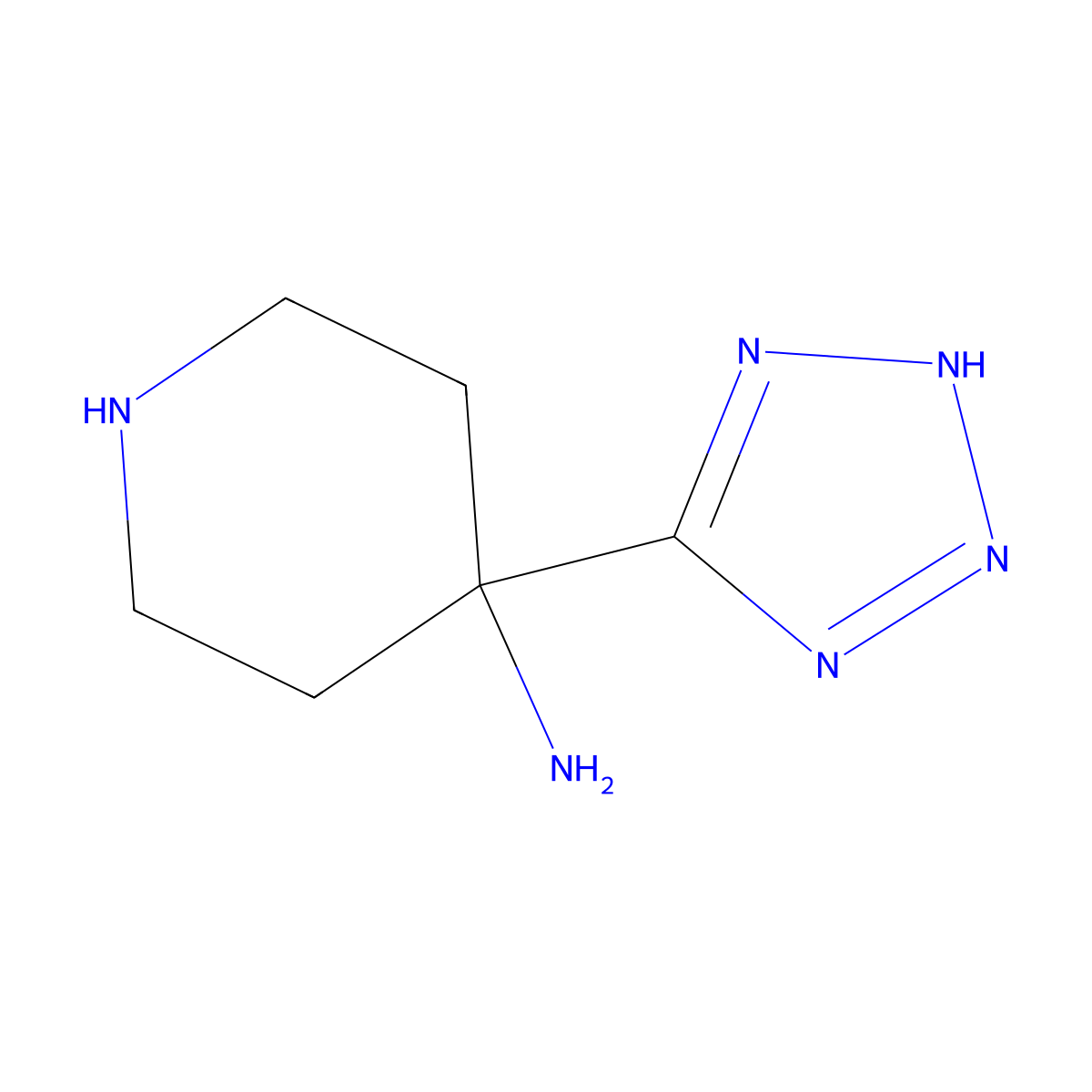 4-(2H-1,2,3,4-tetrazol-5-yl)piperidin-4-amine molecular structure, CAS 1250587-70-2