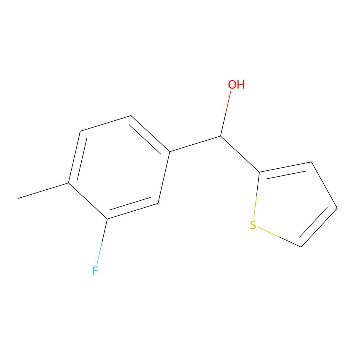 3-Fluoro-4-methylphenyl-(2-thienyl)methanol molecular structure, CAS 1250588-00-1