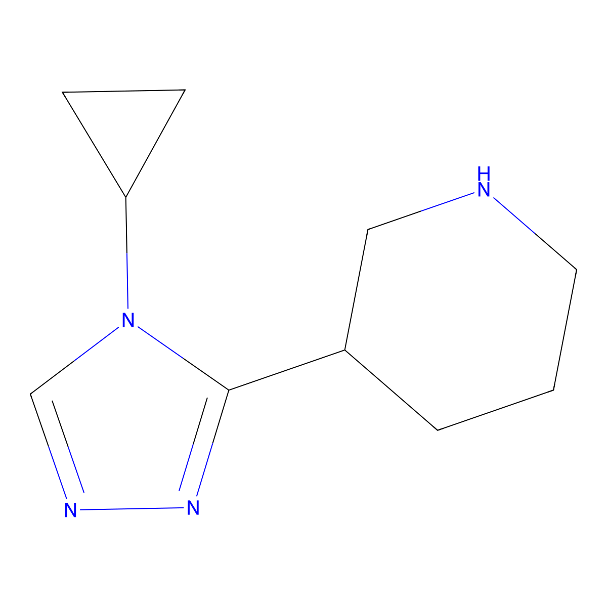 3-(4-cyclopropyl-4H-1,2,4-triazol-3-yl)piperidine molecular structure, CAS 1250588-84-1