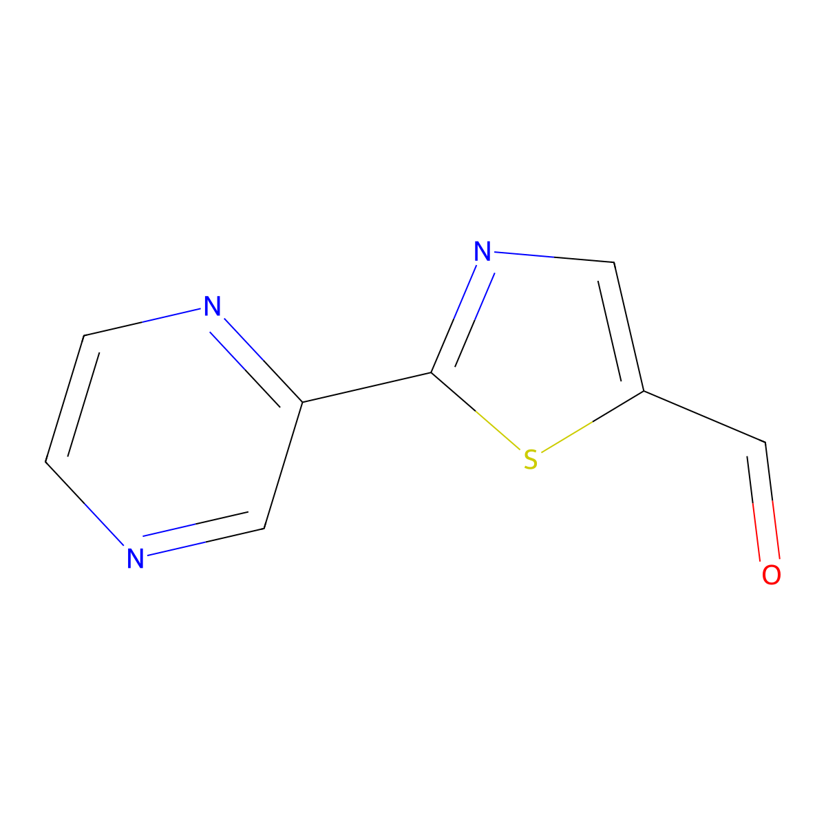 2-(Pyrazin-2-yl)-1,3-thiazole-5-carbaldehyde molecular structure, CAS 1250594-09-2