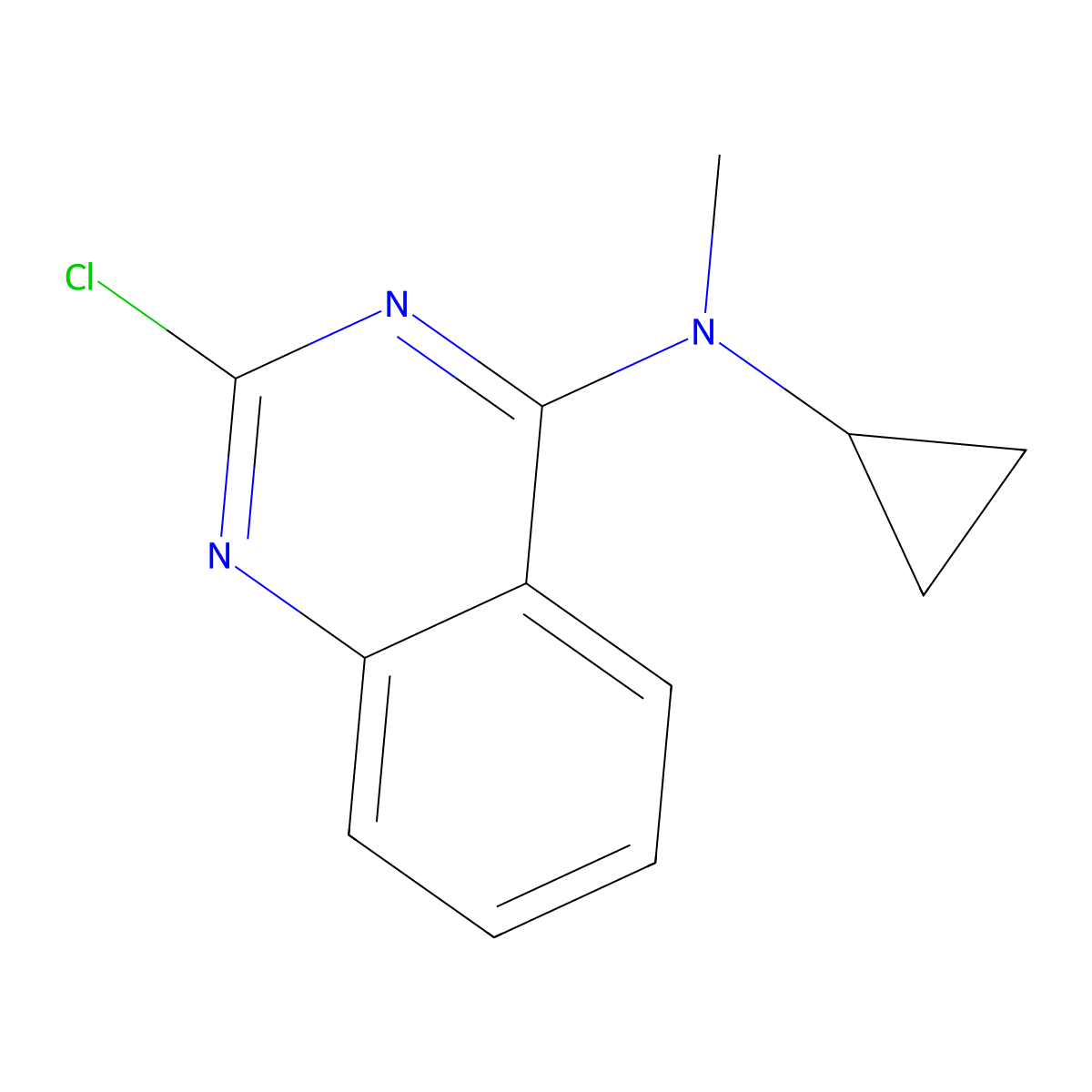 2-chloro-N-cyclopropyl-N-methylquinazolin-4-amine molecular structure, CAS 1250594-42-3