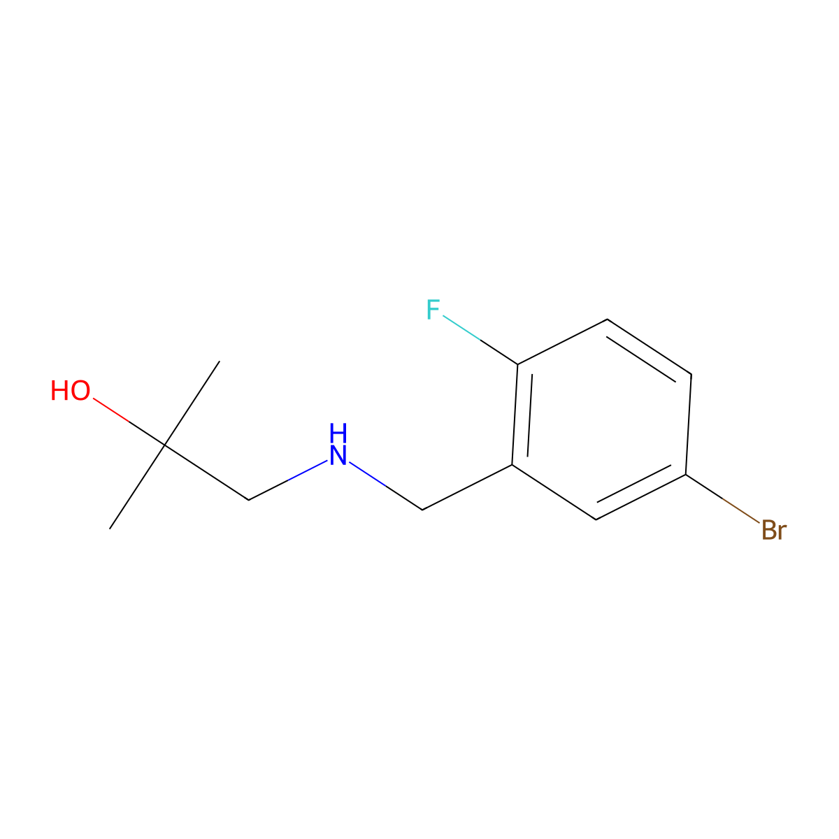 1-{[(5-Bromo-2-fluorophenyl)methyl]amino}-2-methylpropan-2-ol molecular structure, CAS 1250594-57-0