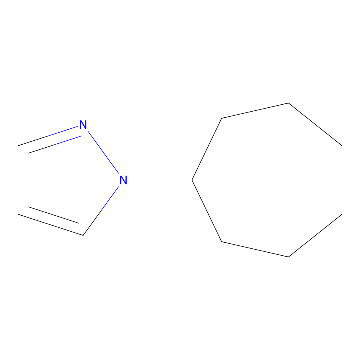 1-cycloheptyl-1H-pyrazole molecular structure, CAS 1250594-69-4