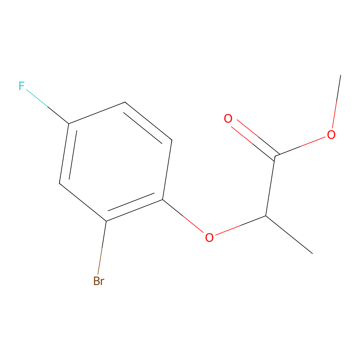 Methyl 2-(2-bromo-4-fluorophenoxy)propanoate molecular structure, CAS 1250594-84-3