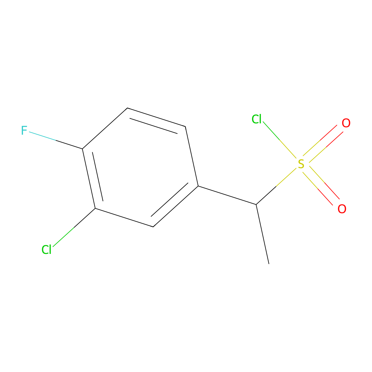 1-(3-Chloro-4-fluorophenyl)ethane-1-sulfonyl chloride molecular structure, CAS 1250596-49-6