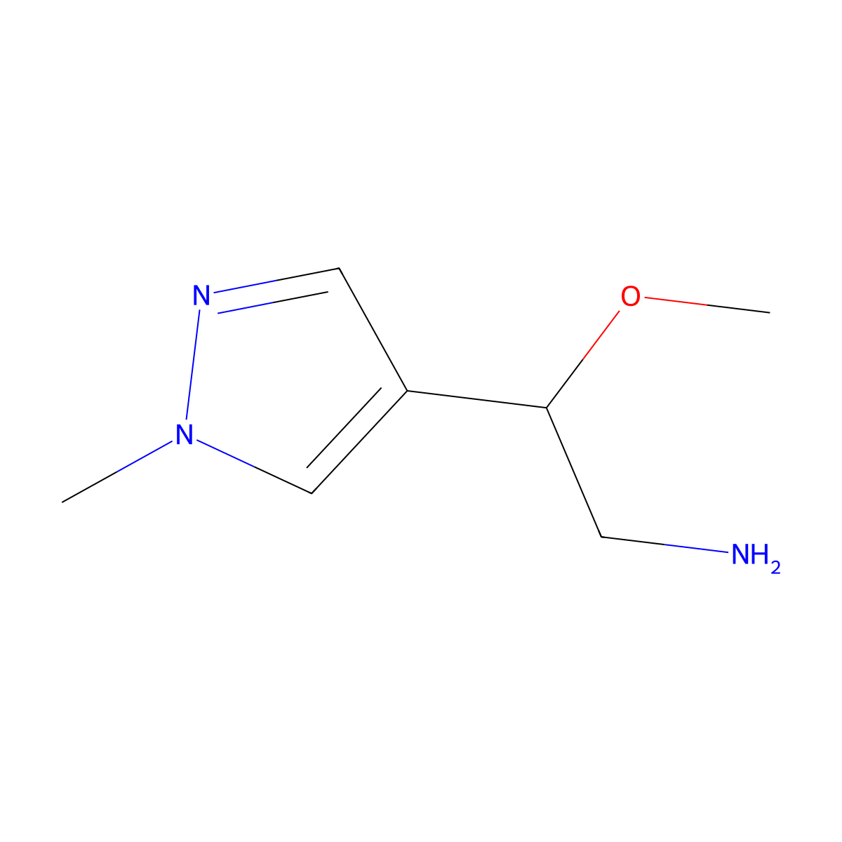 2-Methoxy-2-(1-methyl-4-pyrazolyl)ethanamine molecular structure, CAS 1250598-52-7