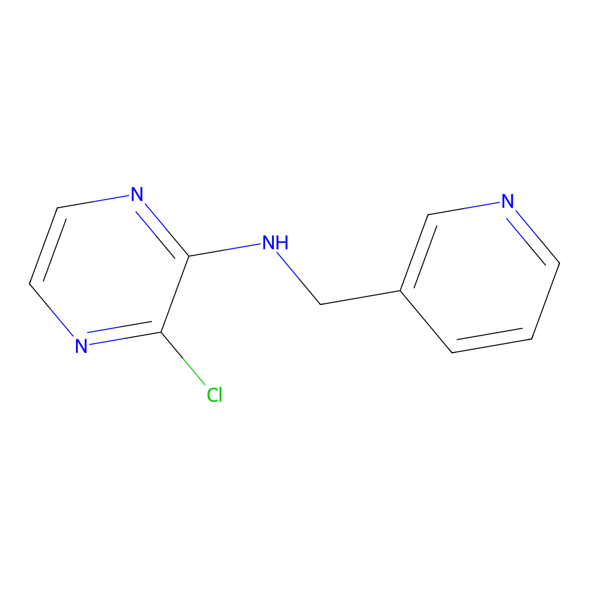 3-chloro-N-(pyridin-3-ylmethyl)pyrazin-2-amine molecular structure, CAS 1250599-31-5