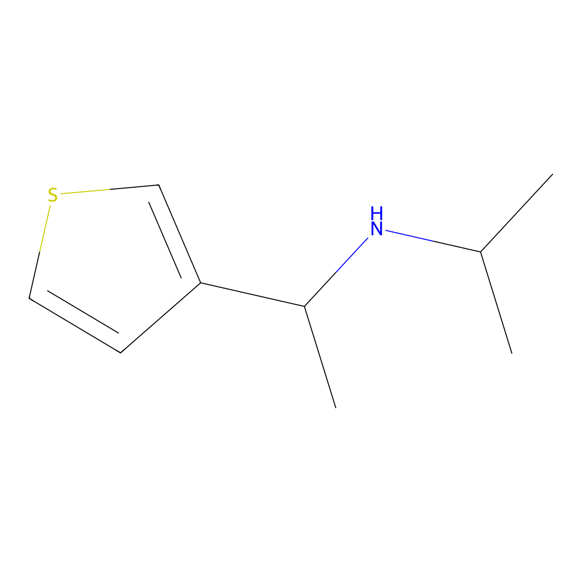 (Propan-2-yl)(1-(thiophen-3-yl)ethyl)amine molecular structure, CAS 1250599-64-4