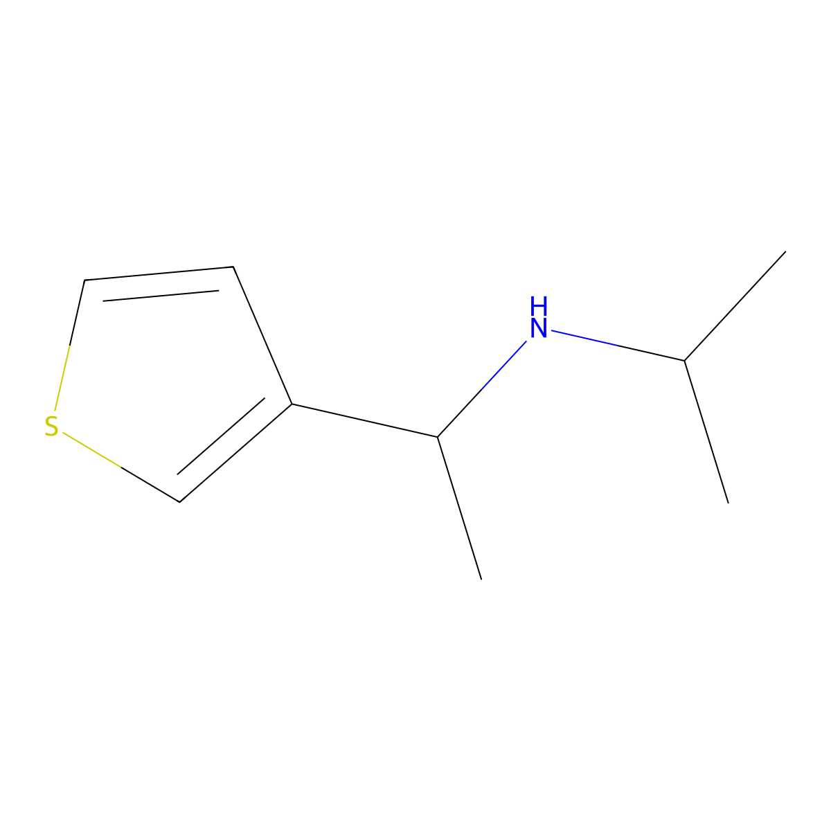 (Propan-2-yl)(1-(thiophen-3-yl)ethyl)amine molecular structure, CAS 1250599-64-4