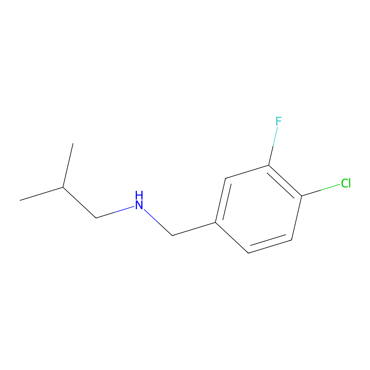 [(4-Chloro-3-fluorophenyl)methyl](2-methylpropyl)amine molecular structure, CAS 1250601-89-8