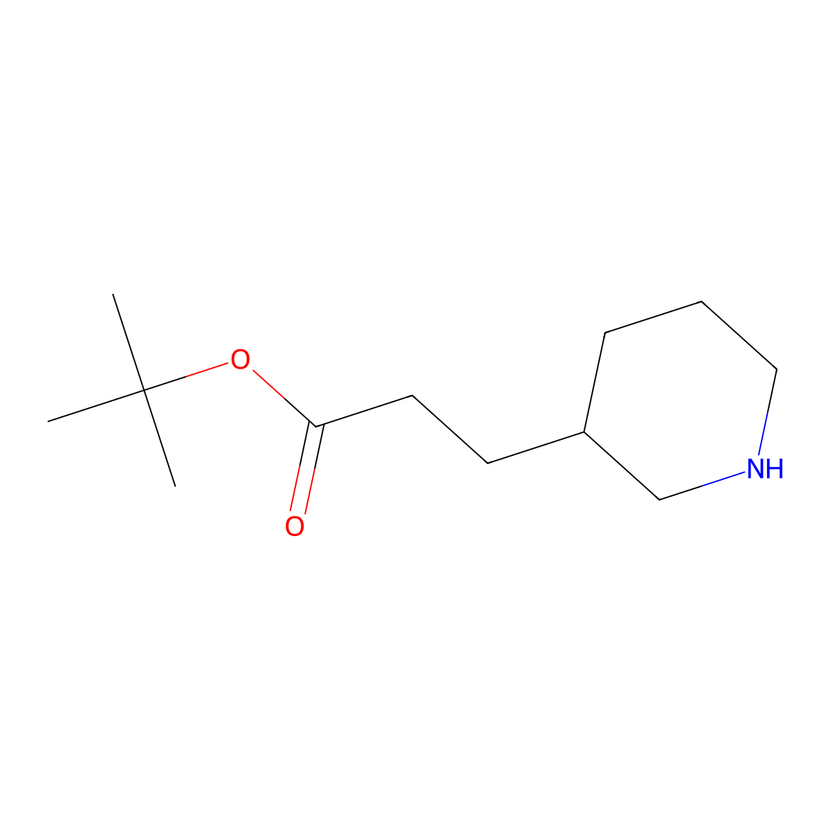 Tert-butyl 3-(piperidin-3-yl)propanoate molecular structure, CAS 1250602-30-2