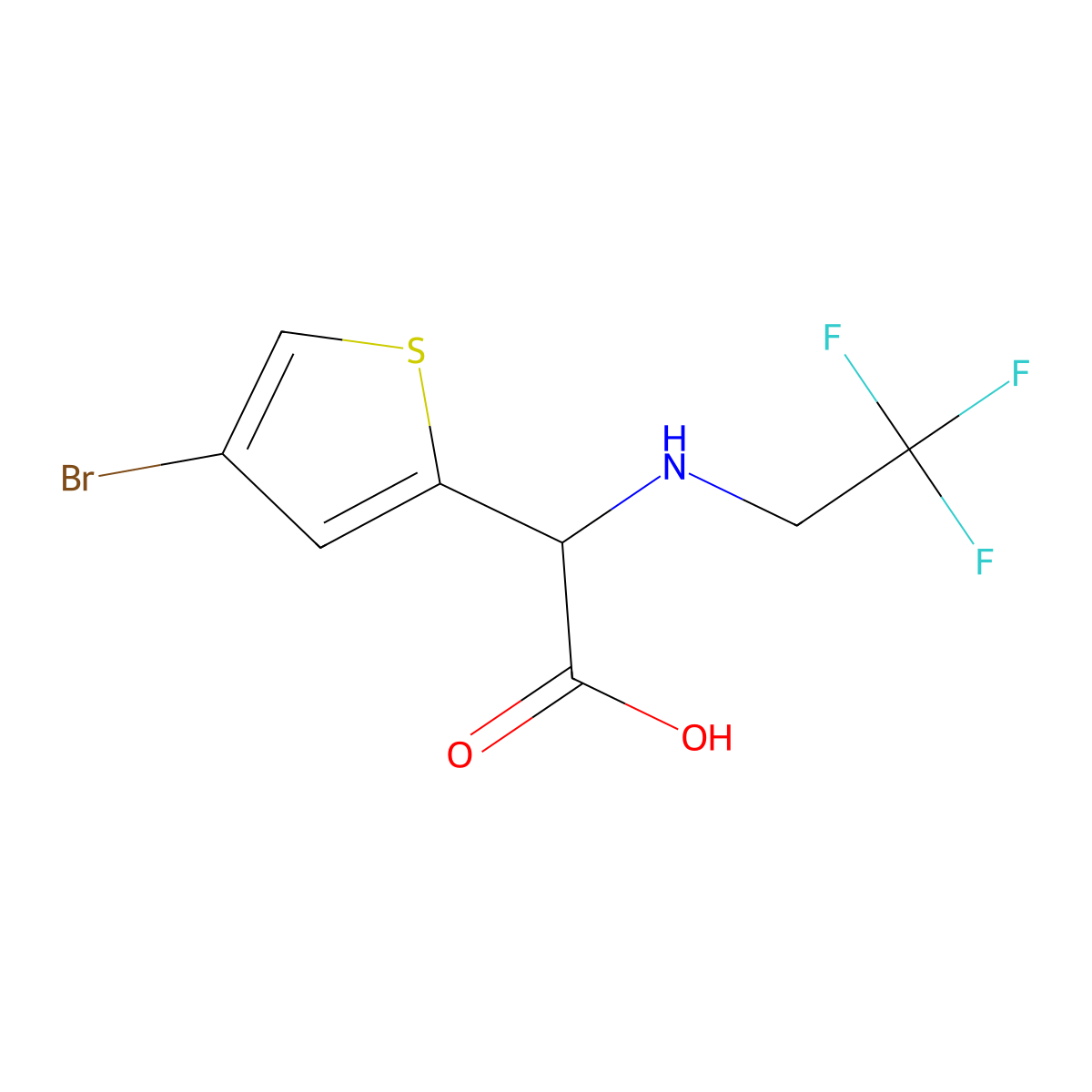 2-(4-Bromothiophen-2-yl)-2-[(2,2,2-trifluoroethyl)amino]acetic acid molecular structure, CAS 1250603-22-5