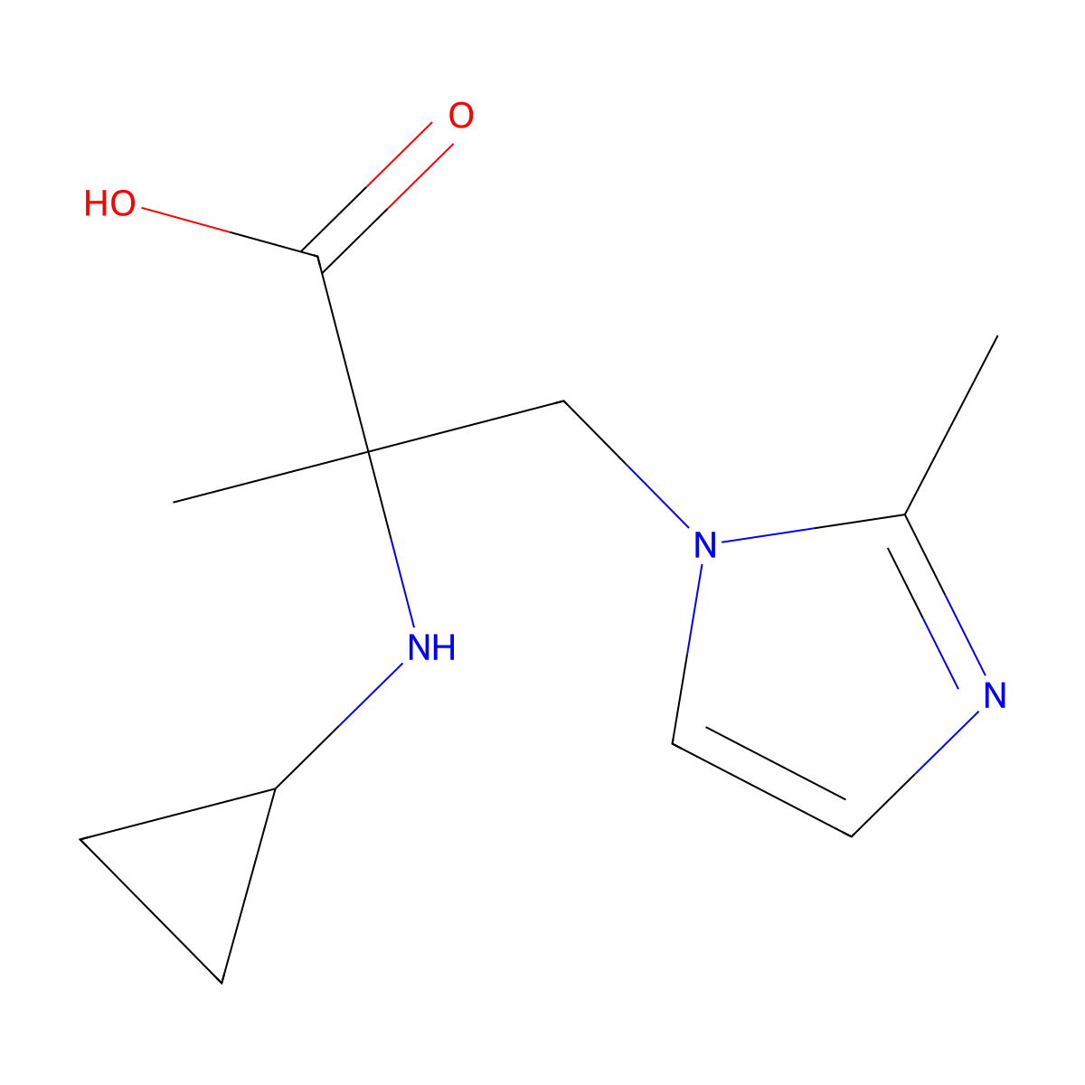 2-(Cyclopropylamino)-2-methyl-3-(2-methyl-1h-imidazol-1-yl)propanoic acid molecular structure, CAS 1250607-75-0