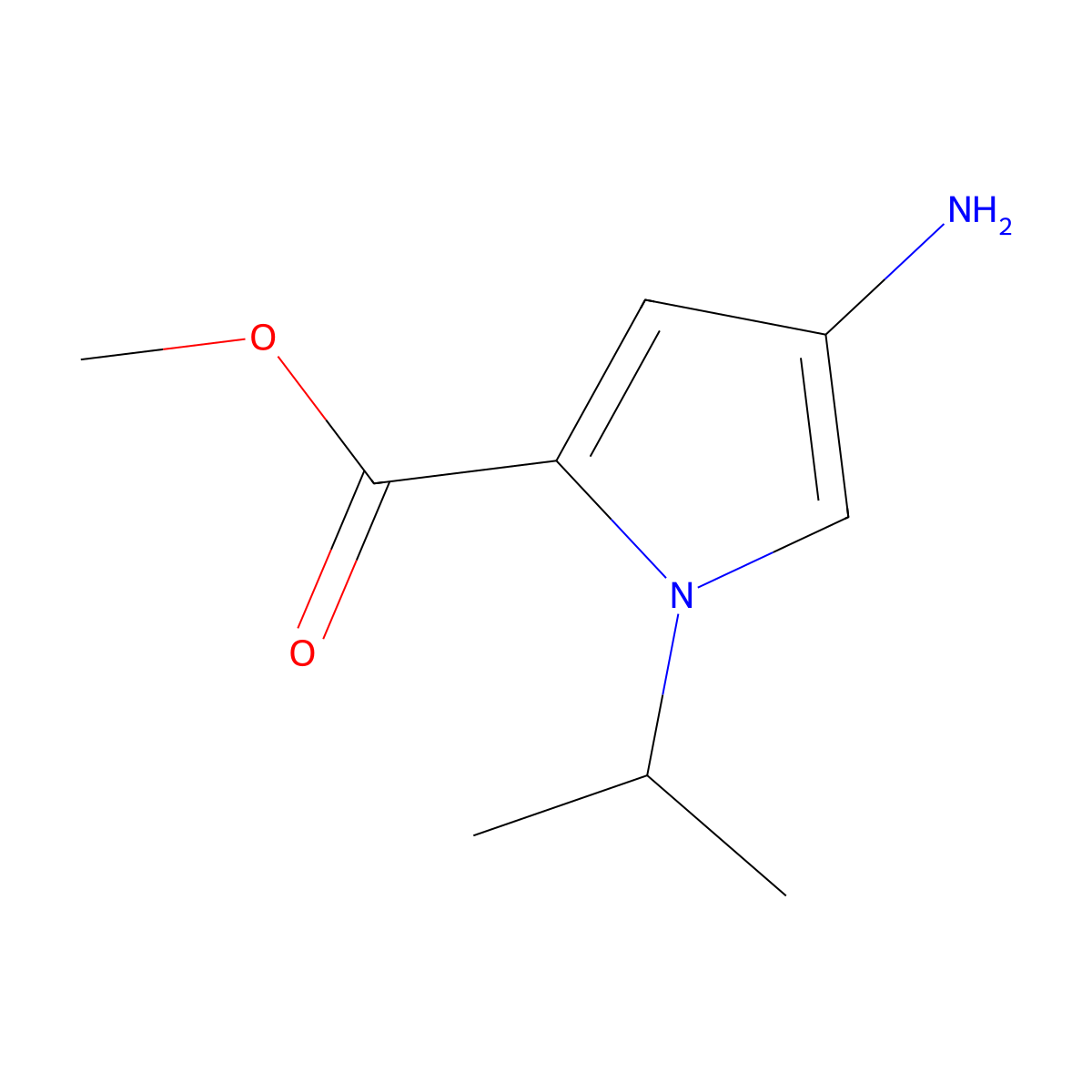 Methyl 4-amino-1-(propan-2-YL)-1H-pyrrole-2-carboxylate molecular structure, CAS 1250608-35-5