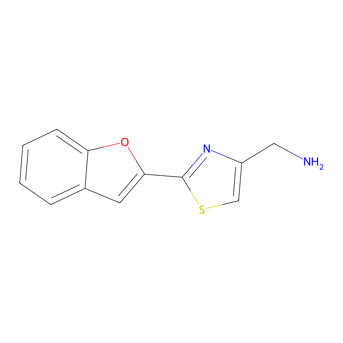 [2-(1-Benzofuran-2-yl)-1,3-thiazol-4-yl]methanamine molecular structure, CAS 1250611-87-0