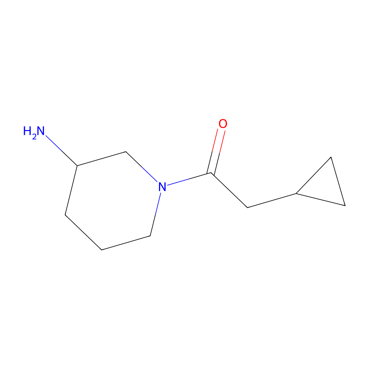 1-(3-Aminopiperidin-1-yl)-2-cyclopropylethan-1-one molecular structure, CAS 1250613-48-9