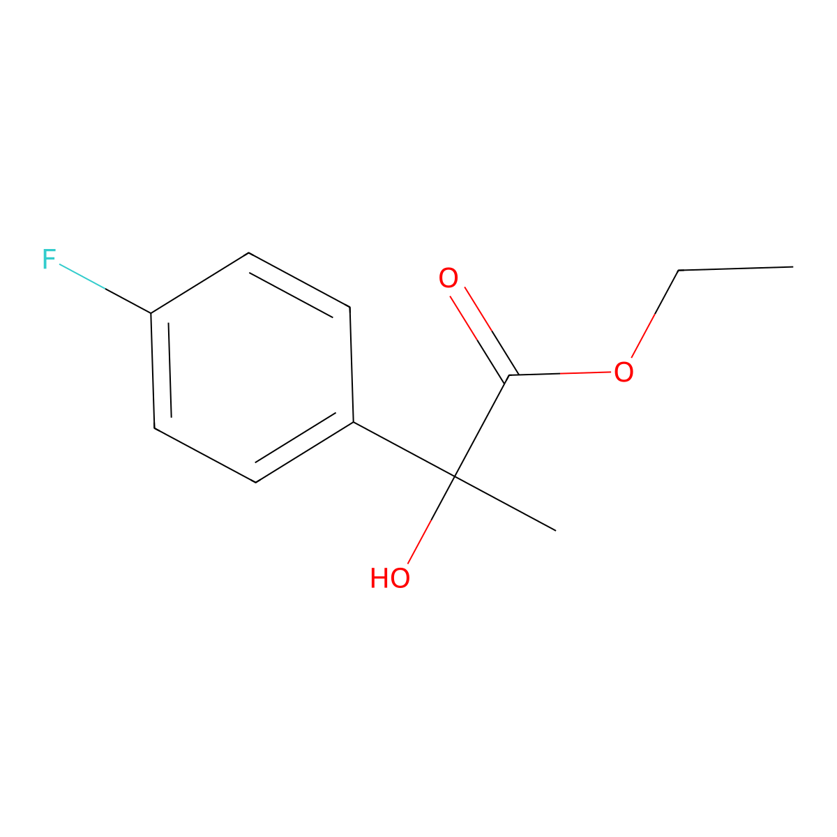 Ethyl 2-(4-fluorophenyl)-2-hydroxypropanoate molecular structure, CAS 1250617-74-3