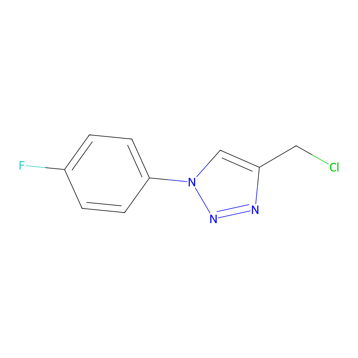 4-(chloromethyl)-1-(4-fluorophenyl)-1H-1,2,3-triazole molecular structure, CAS 1250623-38-1