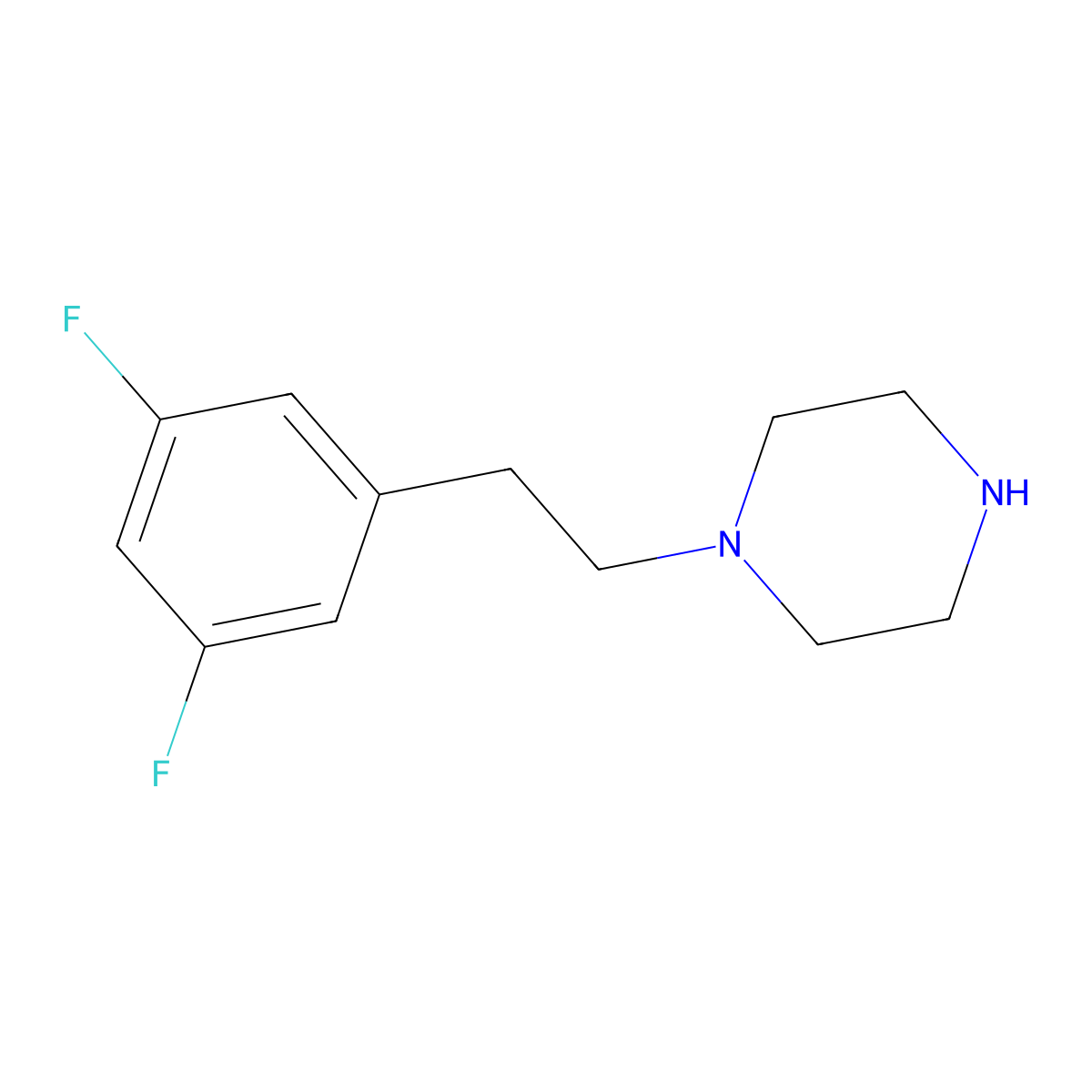 1-[2-(3,5-Difluorophenyl)ethyl]piperazine molecular structure, CAS 1250625-90-1