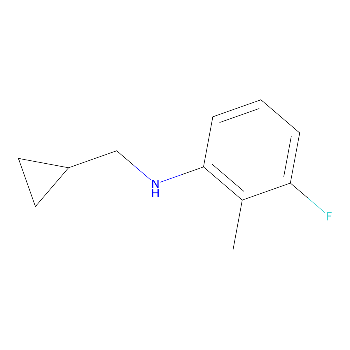 N-(cyclopropylmethyl)-3-fluoro-2-methylaniline molecular structure, CAS 1250627-21-4