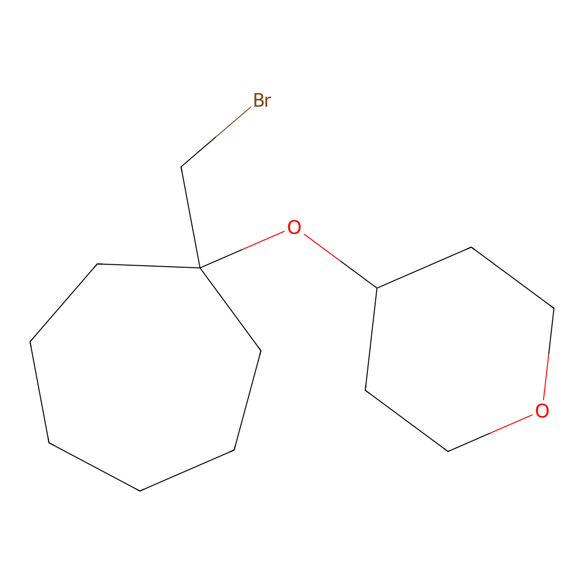 4-((1-(Bromomethyl)cycloheptyl)oxy)tetrahydro-2h-pyran molecular structure, CAS 1250628-18-2