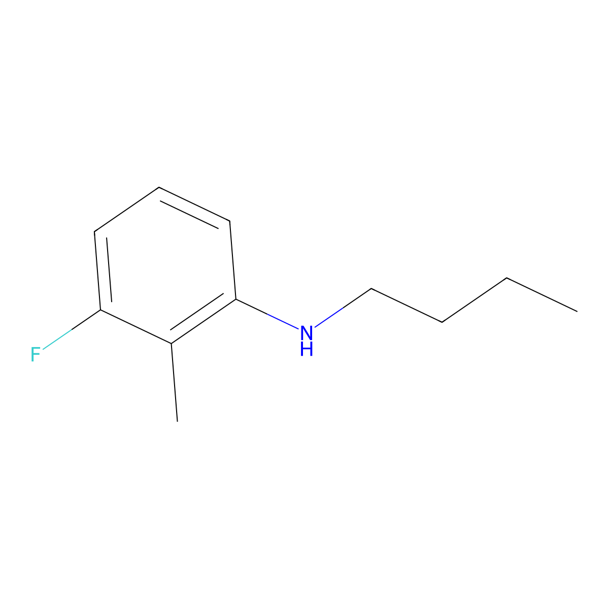 N-butyl-3-fluoro-2-methylaniline molecular structure, CAS 1250629-41-4