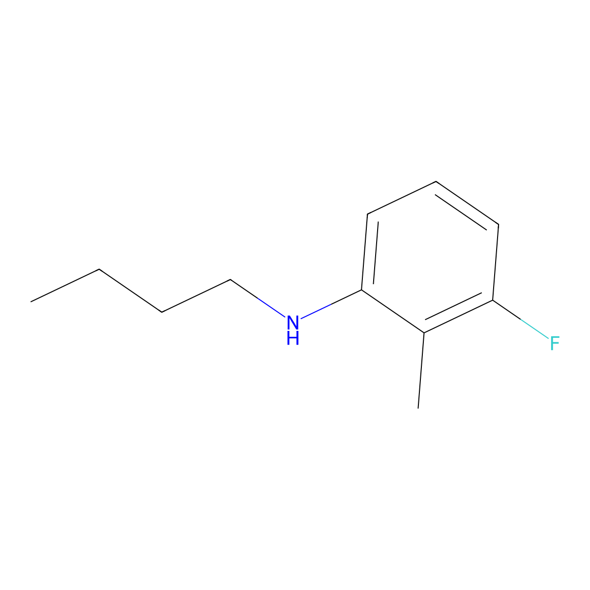 N-butyl-3-fluoro-2-methylaniline molecular structure, CAS 1250629-41-4