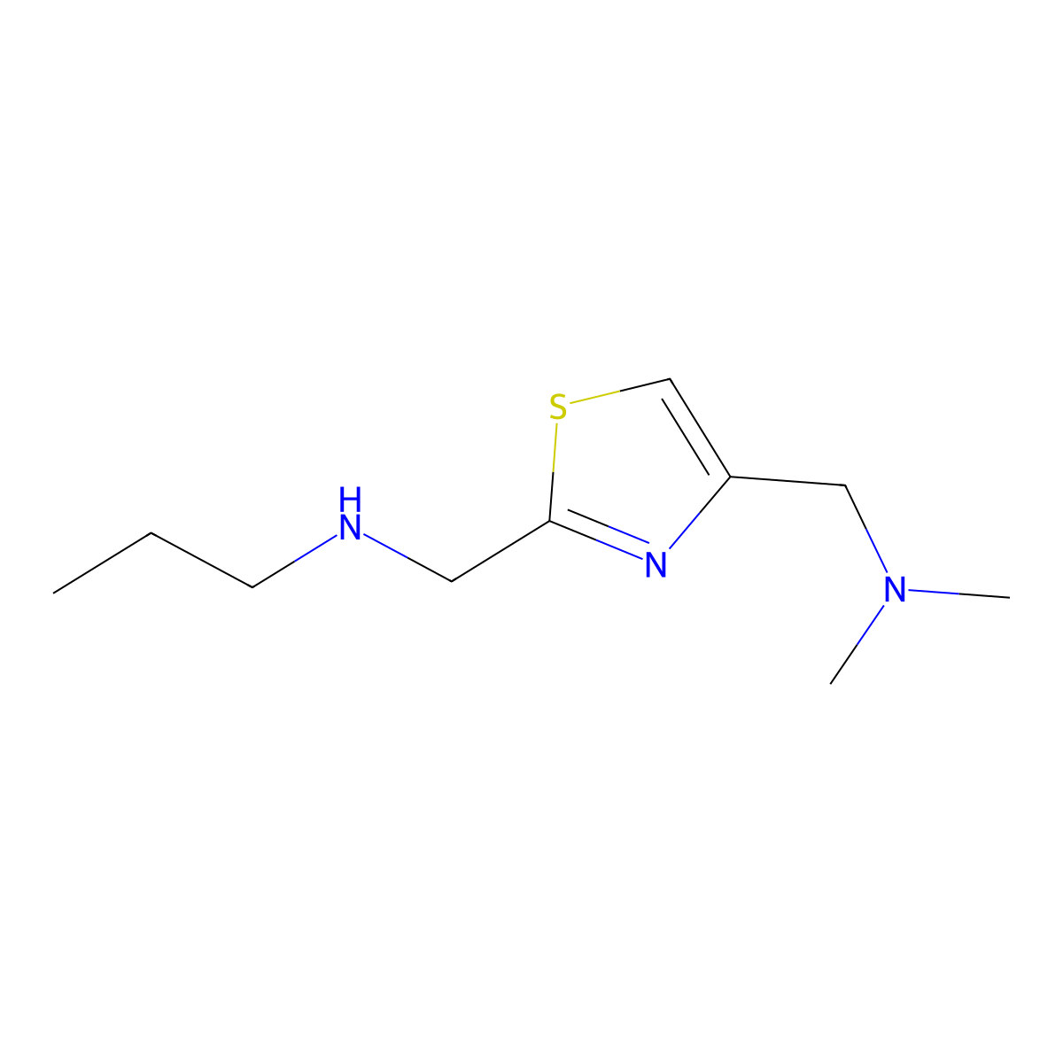 n-((4-((Dimethylamino)methyl)thiazol-2-yl)methyl)propan-1-amine molecular structure, CAS 1250629-43-6