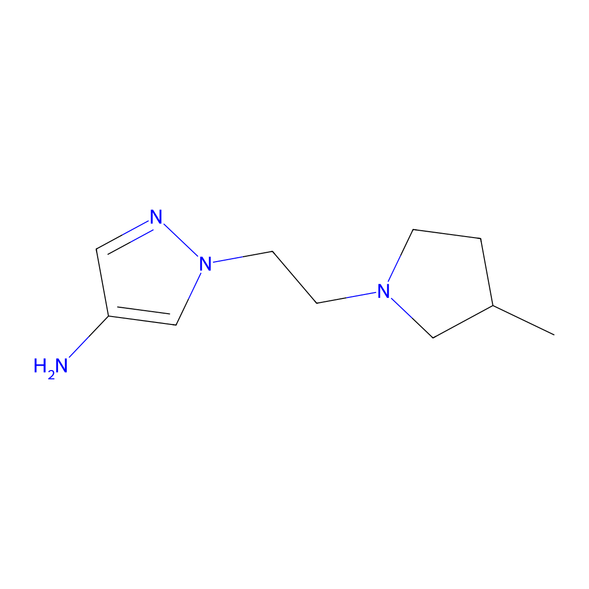 1-[2-(3-methylpyrrolidin-1-yl)ethyl]-1H-pyrazol-4-amine molecular structure, CAS 1250629-75-4