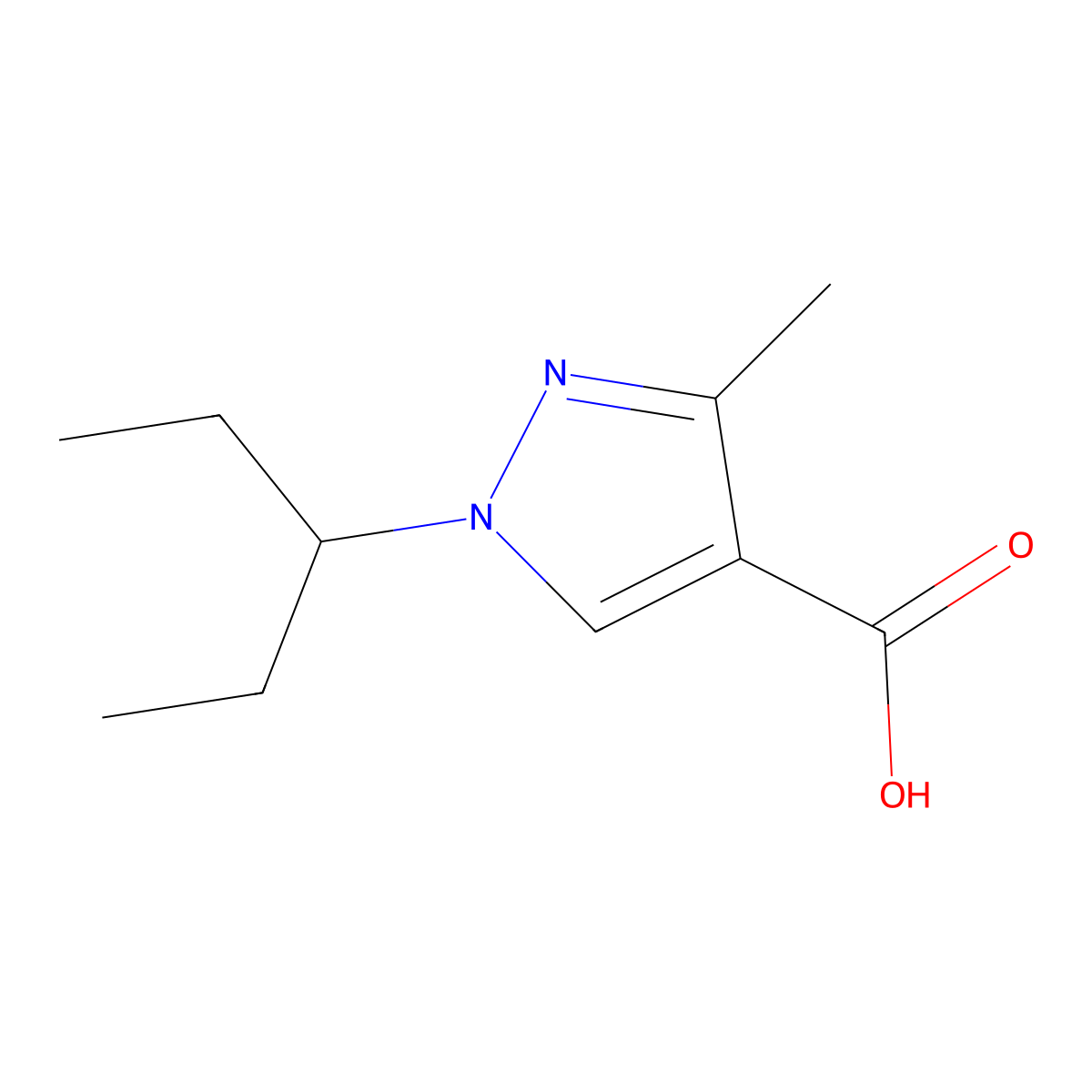 3-Methyl-1-(pentan-3-yl)-1h-pyrazole-4-carboxylic acid molecular structure, CAS 1250634-34-4