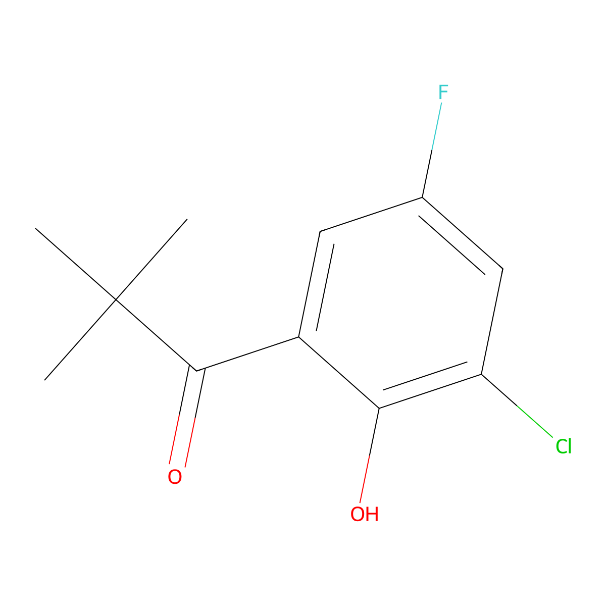 1-(3-Chloro-5-fluoro-2-hydroxyphenyl)-2,2-dimethylpropan-1-one molecular structure, CAS 1250635-30-3