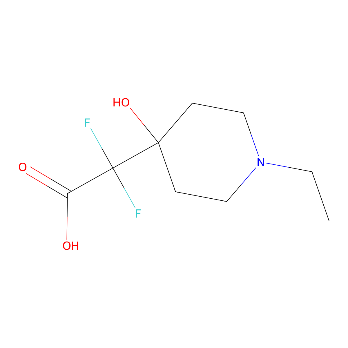 2-(1-Ethyl-4-hydroxypiperidin-4-yl)-2,2-difluoroacetic acid molecular structure, CAS 1250636-50-0