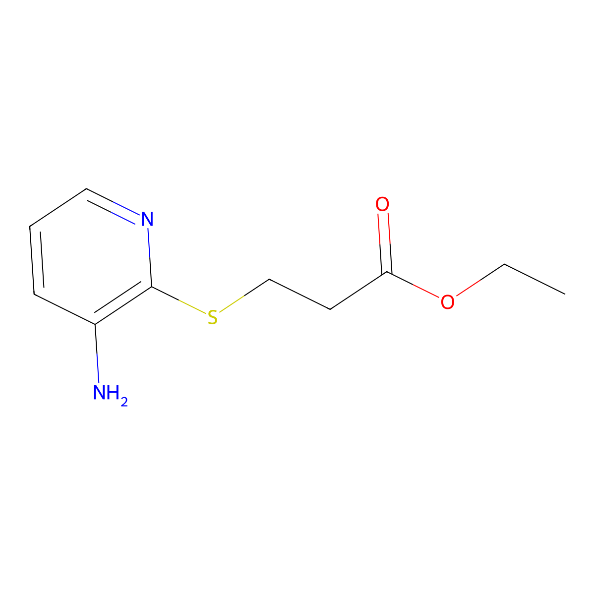 Ethyl 3-[(3-aminopyridin-2-yl)sulfanyl]propanoate molecular structure, CAS 1250636-69-1