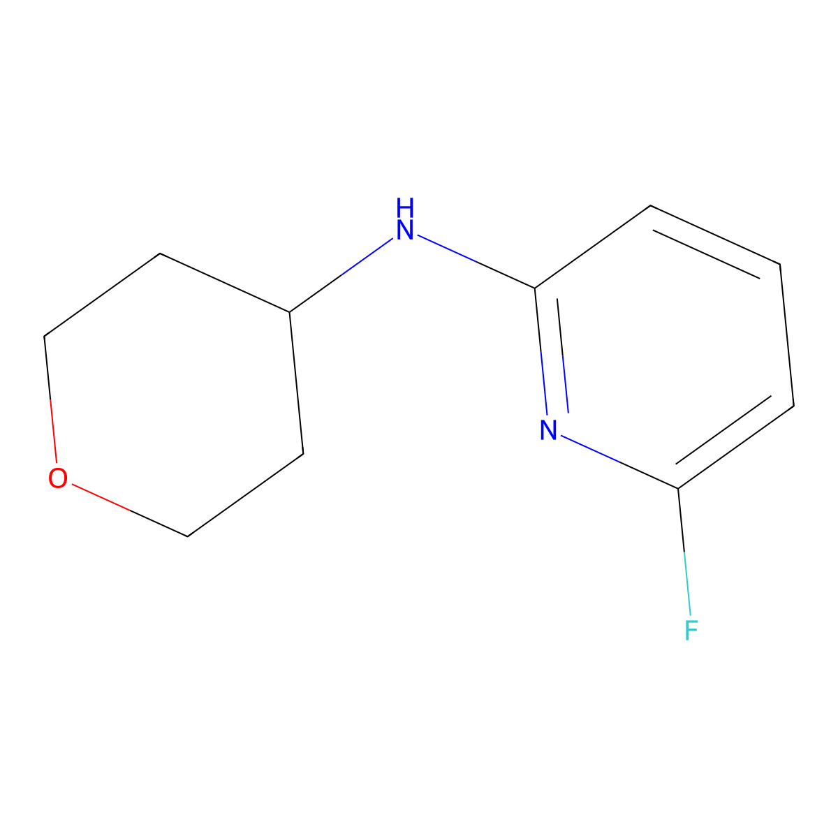 6-fluoro-N-(oxan-4-yl)pyridin-2-amine molecular structure, CAS 1250637-85-4
