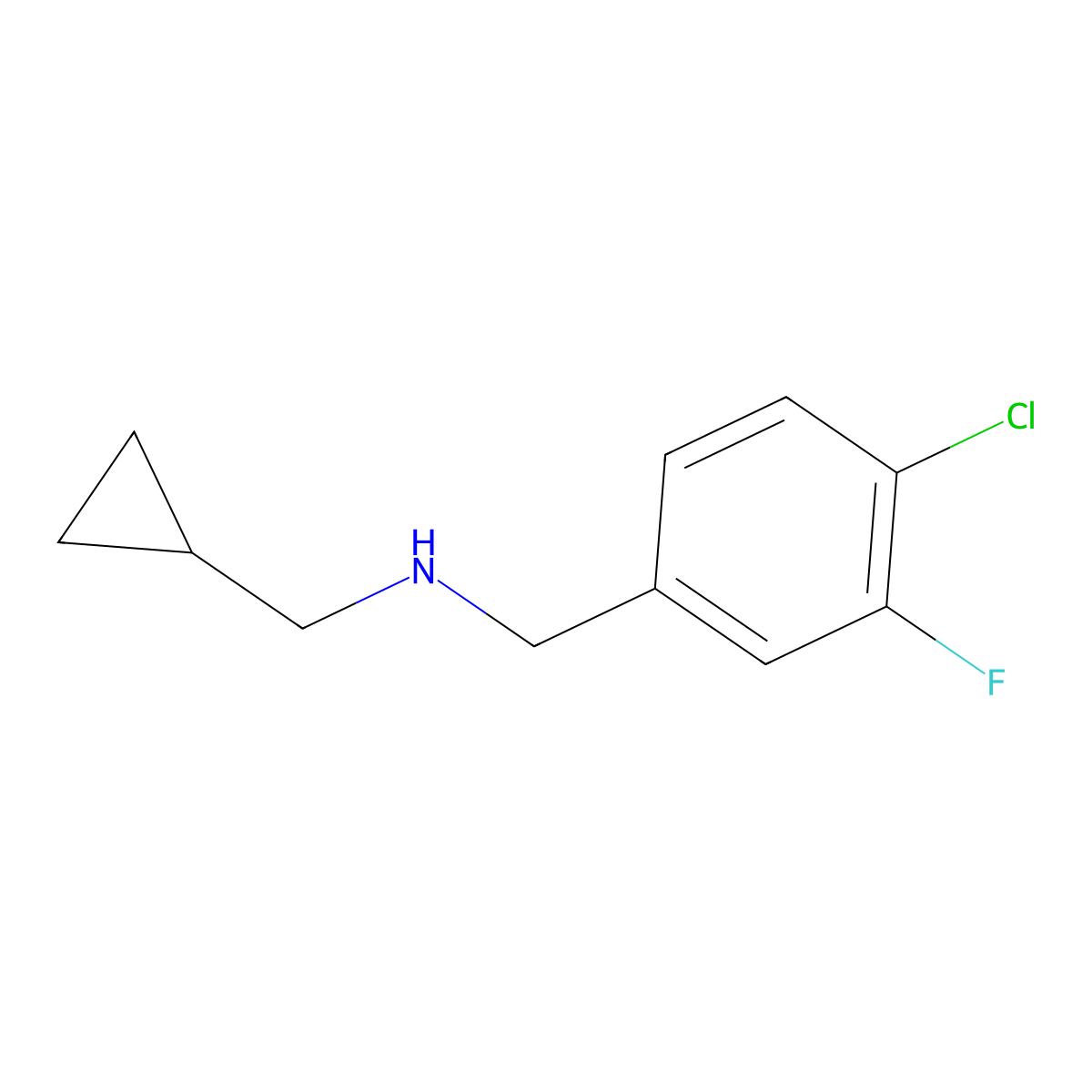 [(4-Chloro-3-fluorophenyl)methyl](cyclopropylmethyl)amine molecular structure, CAS 1250638-08-4