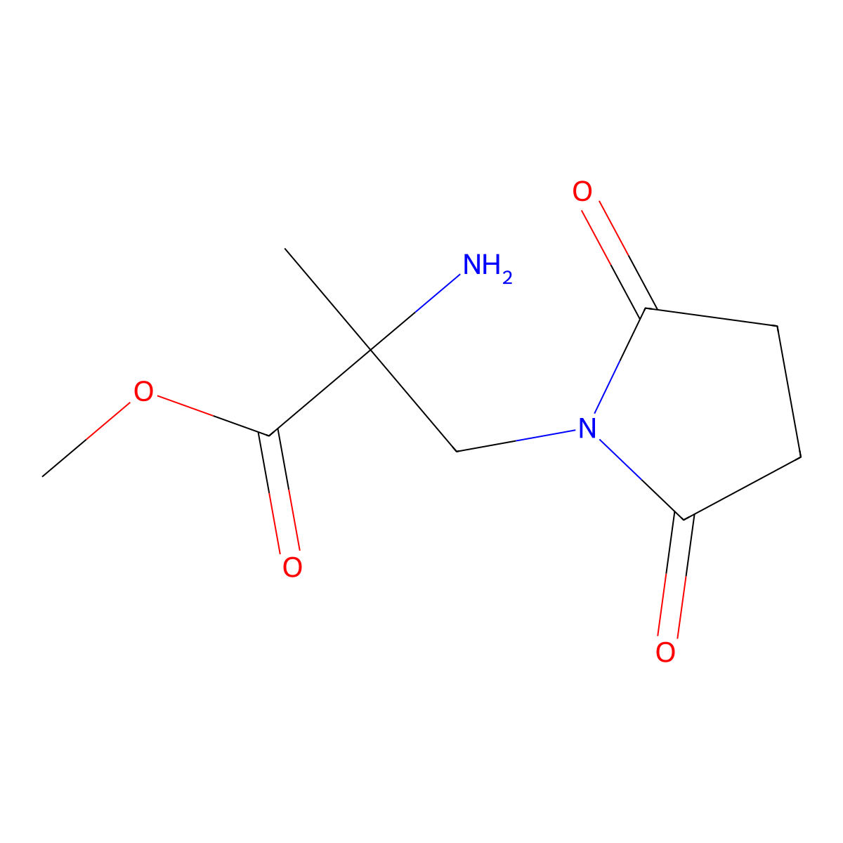 Methyl 2-amino-3-(2,5-dioxopyrrolidin-1-yl)-2-methylpropanoate molecular structure, CAS 1250638-66-4